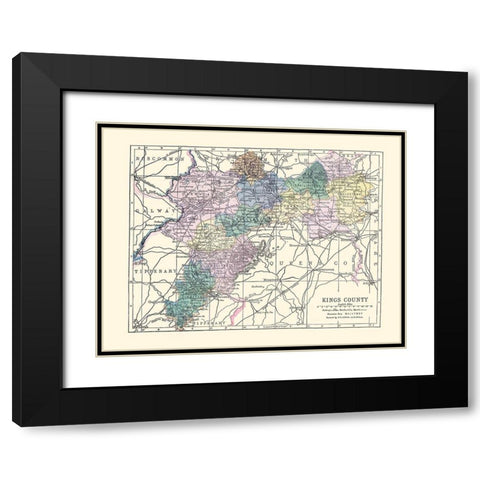 Kings County Ireland - Bartholomew 1882 Black Modern Wood Framed Art Print with Double Matting by Bartholomew
