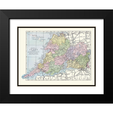 Clare County Ireland - Bartholomew 1882 Black Modern Wood Framed Art Print with Double Matting by Bartholomew