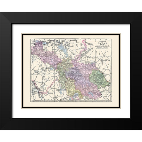Cavan County Ireland - Bartholomew 1882 Black Modern Wood Framed Art Print with Double Matting by Bartholomew