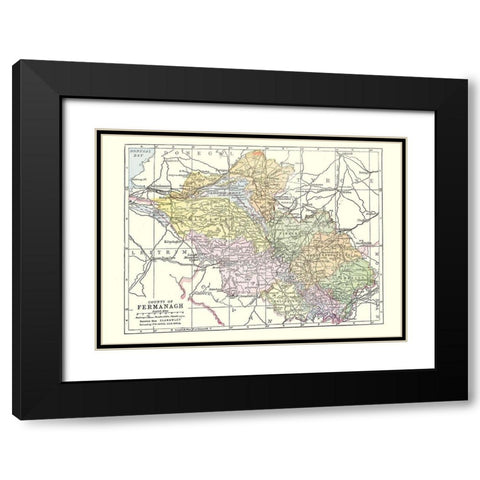 Fermanagh County Ireland - Bartholomew 1882 Black Modern Wood Framed Art Print with Double Matting by Bartholomew