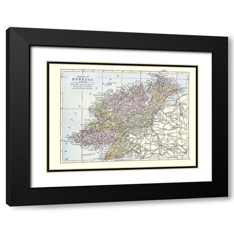 Donegal County Ireland - Bartholomew 1882 Black Modern Wood Framed Art Print with Double Matting by Bartholomew