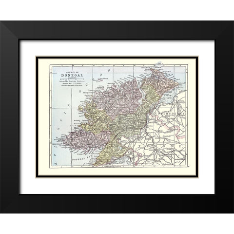Donegal County Ireland - Bartholomew 1882 Black Modern Wood Framed Art Print with Double Matting by Bartholomew