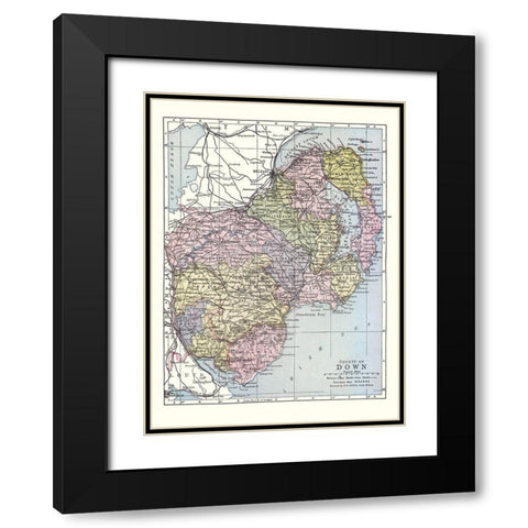 Down County Ireland - Bartholomew 1882 Black Modern Wood Framed Art Print with Double Matting by Bartholomew