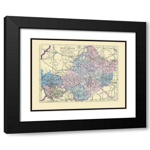West Meath County Ireland - Bartholomew 1882 Black Modern Wood Framed Art Print with Double Matting by Bartholomew