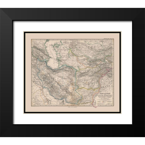 Middle East Iran Afghanistan Pakistan Black Modern Wood Framed Art Print with Double Matting by Stieler