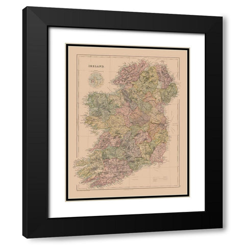 Ireland - Black 1867 Black Modern Wood Framed Art Print with Double Matting by Black