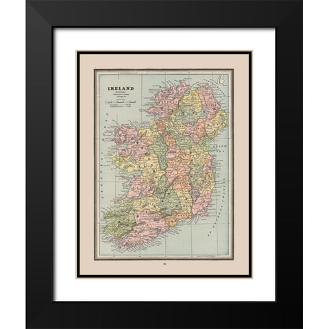 Ireland - Cram 1888 Black Modern Wood Framed Art Print with Double Matting by Cram