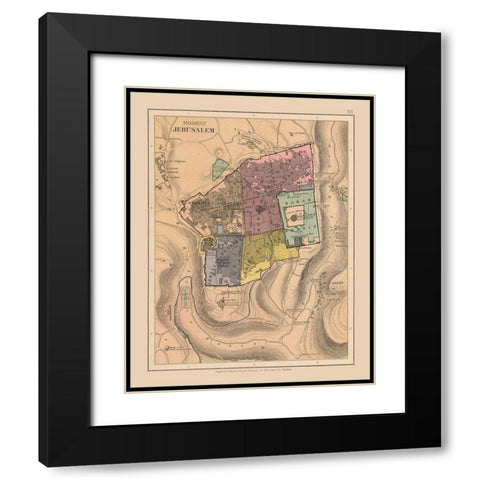 Religions in Modern Jerusalem Israel - Case  1878 Black Modern Wood Framed Art Print with Double Matting by Case