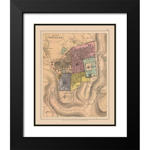Religions in Modern Jerusalem Israel - Case  1878 Black Modern Wood Framed Art Print with Double Matting by Case