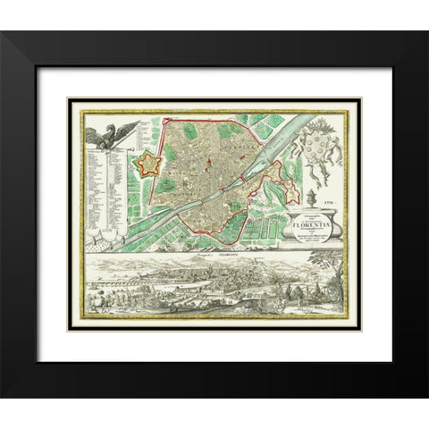 Florence Italy - Homann 1731 Black Modern Wood Framed Art Print with Double Matting by Homann