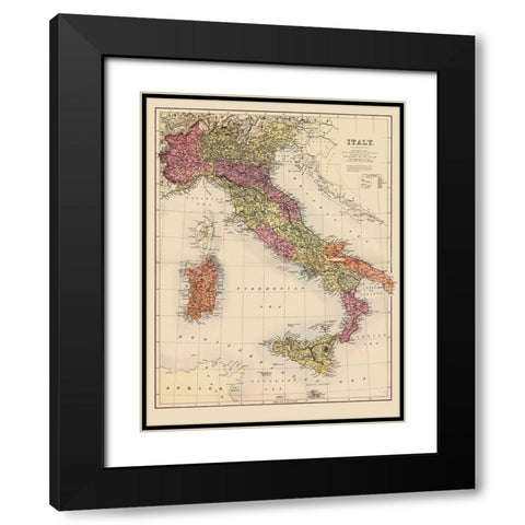 Italy - Bartholomew 1890 Black Modern Wood Framed Art Print with Double Matting by Bartholomew