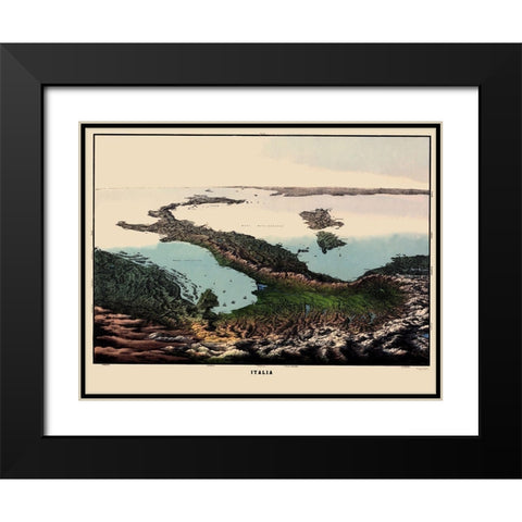Panoramic Italy - Corbetta 1853 Black Modern Wood Framed Art Print with Double Matting by Corbetta