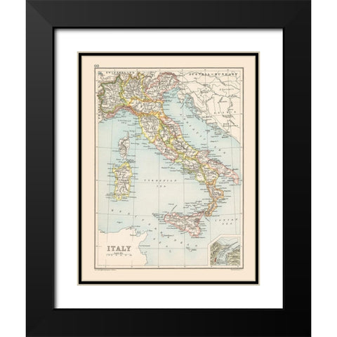 Italy - Bartholomew 1892 Black Modern Wood Framed Art Print with Double Matting by Bartholomew