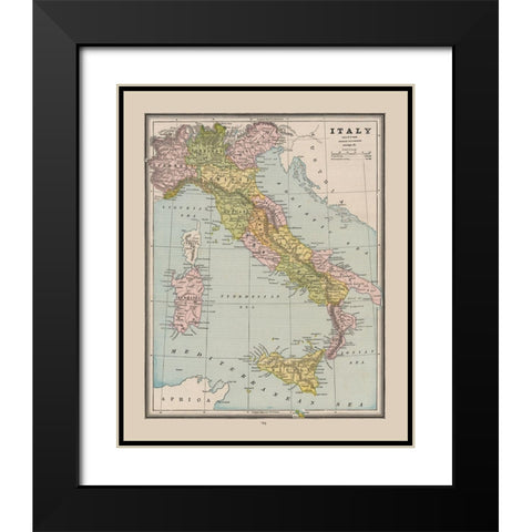 Italy - Cram 1888 Black Modern Wood Framed Art Print with Double Matting by Cram