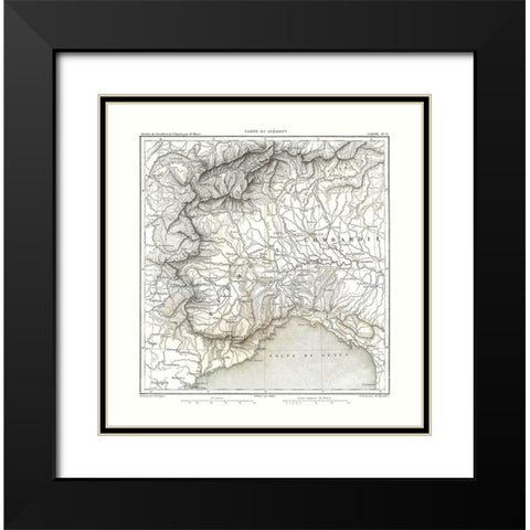 Piedmont Italy - Thiers 1866 Black Modern Wood Framed Art Print with Double Matting by Thiers