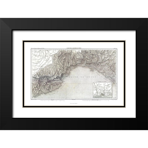 Genoa Italy - Thiers 1866 Black Modern Wood Framed Art Print with Double Matting by Thiers