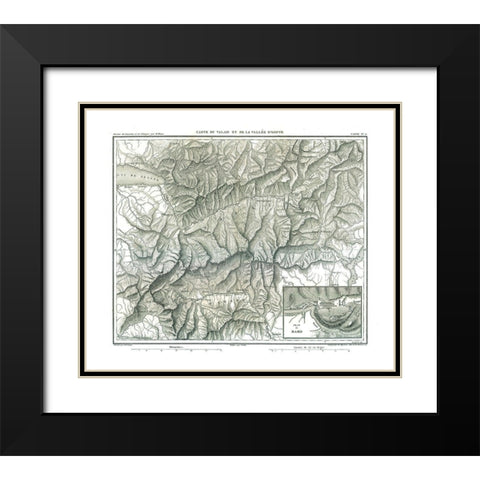 Aosta Valley Italy - Thiers 1866 Black Modern Wood Framed Art Print with Double Matting by Thiers