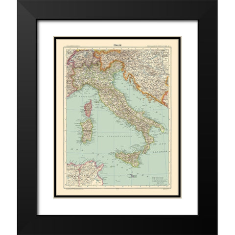 Italy - Schrader 1908 Black Modern Wood Framed Art Print with Double Matting by Schrader