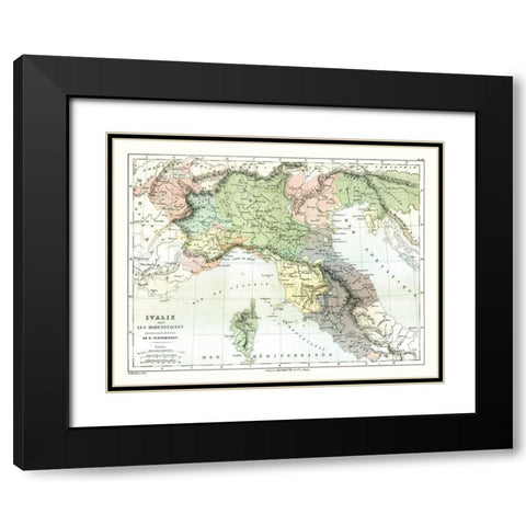 Hohenstaufen Dynasty Italy - Cortambert 1880 Black Modern Wood Framed Art Print with Double Matting by Cortambert