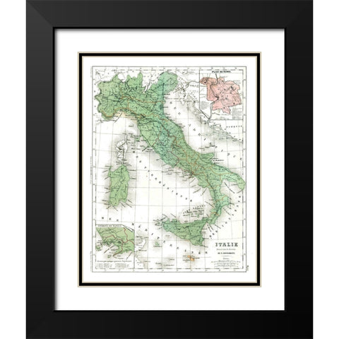 Italy - Cortambert 1880 Black Modern Wood Framed Art Print with Double Matting by Cortambert