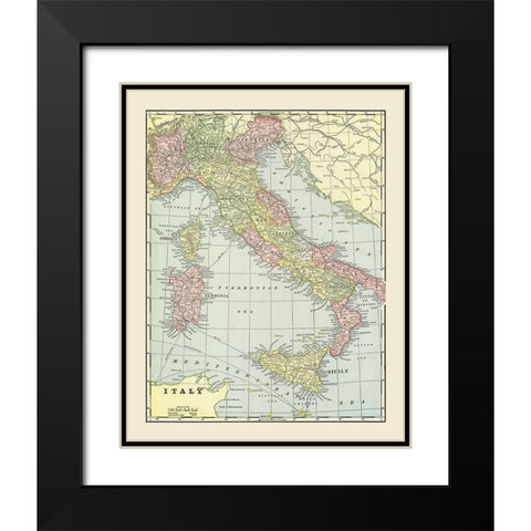 Italy - Cram 1892 Black Modern Wood Framed Art Print with Double Matting by Cram