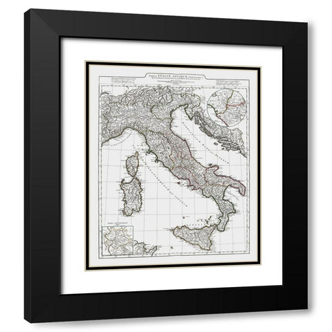 Ancient Italy - DAnville 1799 Black Modern Wood Framed Art Print with Double Matting by D''Anville