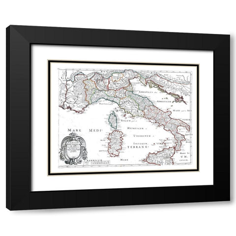 Ancient Italy - Sanson 1641 Black Modern Wood Framed Art Print with Double Matting by Sanson