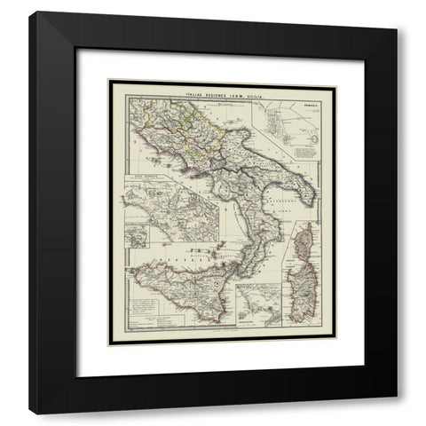 South Italy - Spruner 1865 Black Modern Wood Framed Art Print with Double Matting by Spruner