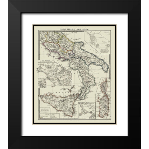 South Italy - Spruner 1865 Black Modern Wood Framed Art Print with Double Matting by Spruner
