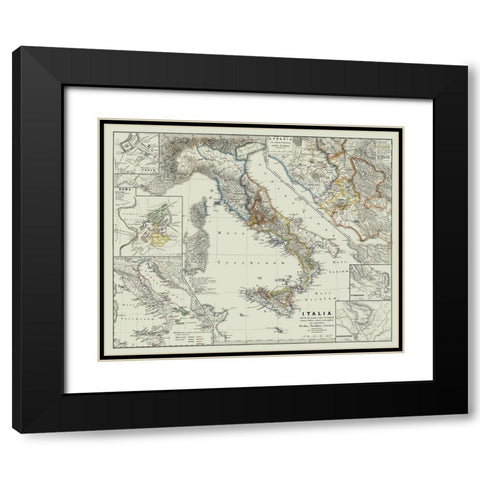 Ancient Italy - Spruner 1865 Black Modern Wood Framed Art Print with Double Matting by Spruner