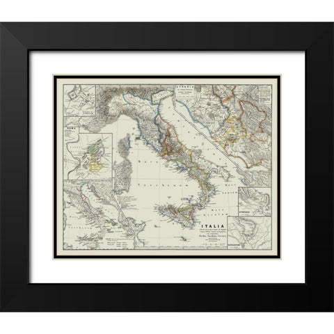 Ancient Italy - Spruner 1865 Black Modern Wood Framed Art Print with Double Matting by Spruner
