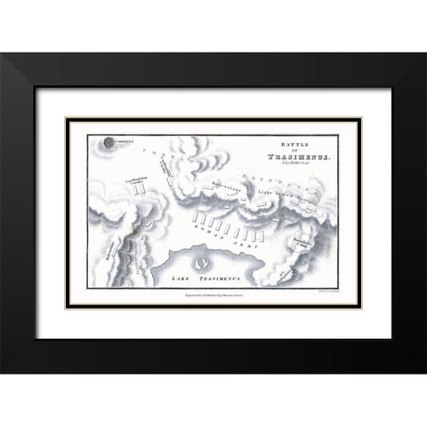 Battle of Lake Trasimene - Italy - Oxford 1828 Black Modern Wood Framed Art Print with Double Matting by Unknown