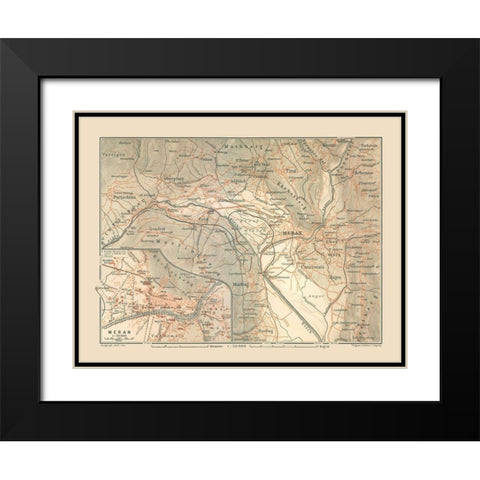 Meran Region Italy - Baedeker 1910 Black Modern Wood Framed Art Print with Double Matting by Baedeker