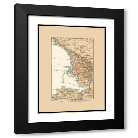 Trieste Region Italy - Baedeker 1910 Black Modern Wood Framed Art Print with Double Matting by Baedeker