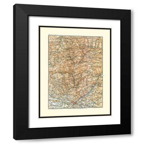 Piazza Region Italy - Bertarelli 1914 Black Modern Wood Framed Art Print with Double Matting by Bertarelli