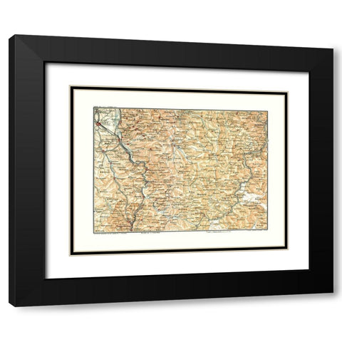 Northwest Italy - Bertarelli 1914 Black Modern Wood Framed Art Print with Double Matting by Bertarelli
