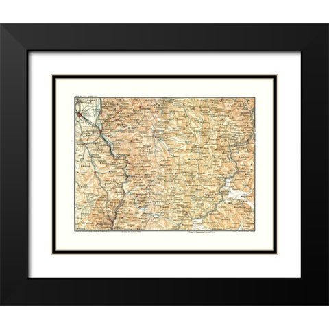 Northwest Italy - Bertarelli 1914 Black Modern Wood Framed Art Print with Double Matting by Bertarelli