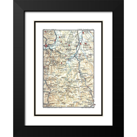 Northwest Italy Molare - Bertarelli 1914 Black Modern Wood Framed Art Print with Double Matting by Bertarelli