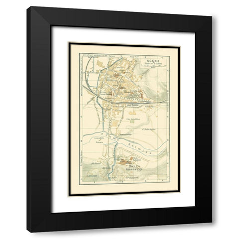 Acqui Italy - Bertarelli 1914 Black Modern Wood Framed Art Print with Double Matting by Bertarelli
