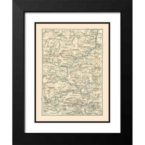 Ligurian Sea Coast Italy - Bertarelli 1914 Black Modern Wood Framed Art Print with Double Matting by Bertarelli