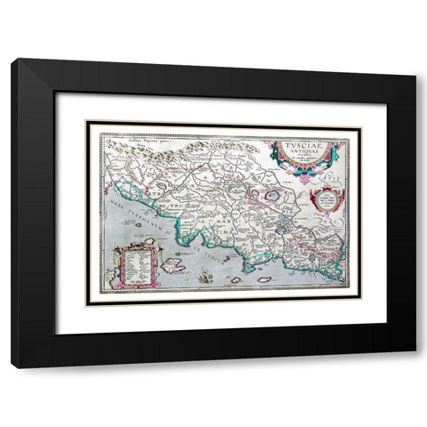 Ancient Etruria 1584 Central Italy - Ortelius 1584 Black Modern Wood Framed Art Print with Double Matting by Ortelius