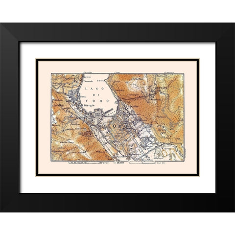 Lake Como Italy - Baedeker 1921 Black Modern Wood Framed Art Print with Double Matting by Baedeker