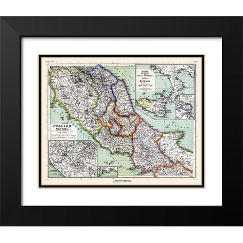 Central Italy - Kiepert 1903 Black Modern Wood Framed Art Print with Double Matting by Kiepert
