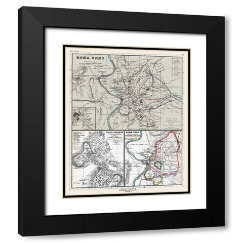 Rome Italy - Kiepert 1903 Black Modern Wood Framed Art Print with Double Matting by Kiepert