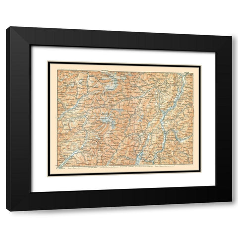 North Italy - Baedeker 1896 Black Modern Wood Framed Art Print with Double Matting by Baedeker