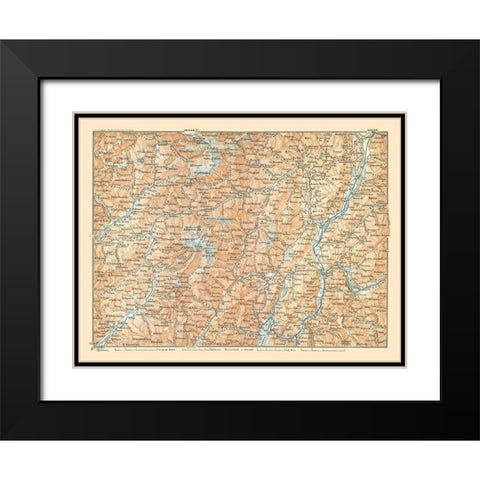 North Italy - Baedeker 1896 Black Modern Wood Framed Art Print with Double Matting by Baedeker