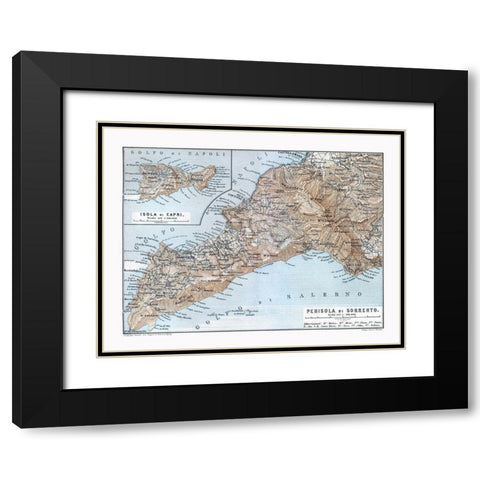 Sorrento Capri Italy - Baedeker 1880 Black Modern Wood Framed Art Print with Double Matting by Baedeker