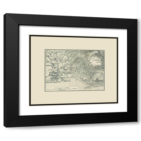 Pozzuoli Italy - Baedeker 1880 Black Modern Wood Framed Art Print with Double Matting by Baedeker