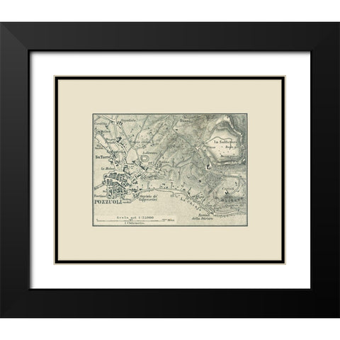 Pozzuoli Italy - Baedeker 1880 Black Modern Wood Framed Art Print with Double Matting by Baedeker