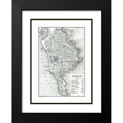 Syracuse Italy - Baedeker 1880 Black Modern Wood Framed Art Print with Double Matting by Baedeker